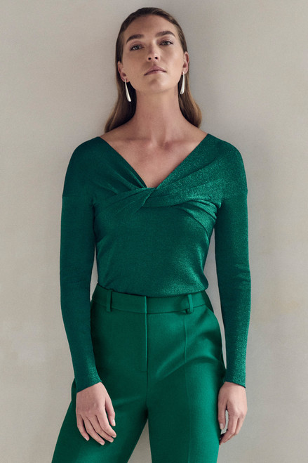 Lucila Metallic Knit Top Cyanine Green