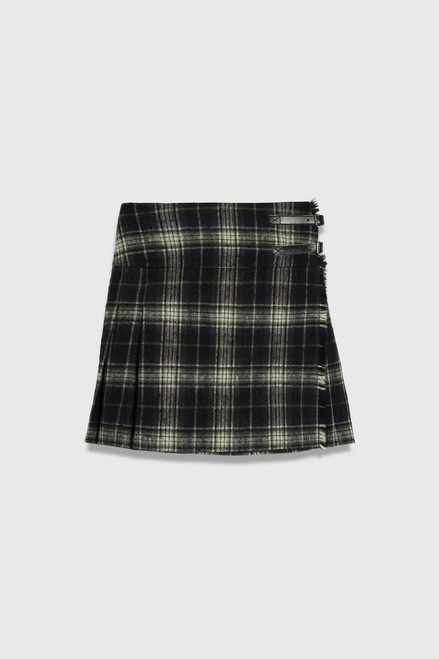 Balintore Wool Check Mini Skirt Black And Green