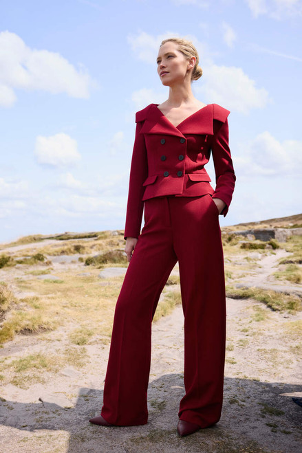 Adelaide Sculpt Stretch Crepe Wide-Leg Trousers Dark Red