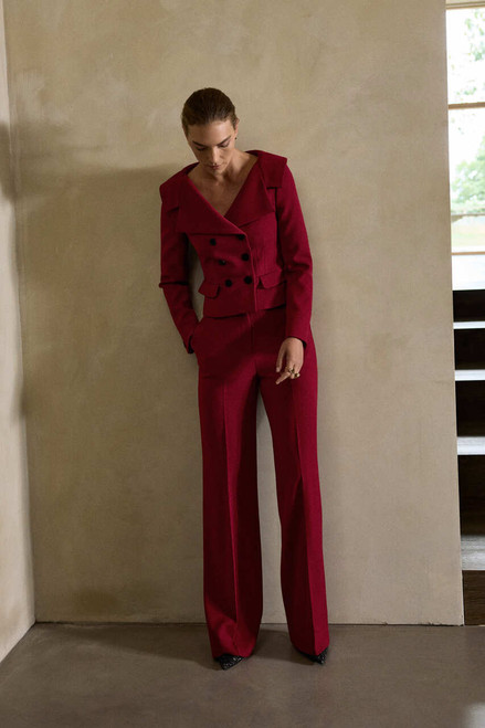 Adelaide Sculpt Stretch Crepe Wide-Leg Trousers Dark Red