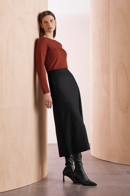 Torridon Boiled Wool Skirt Black