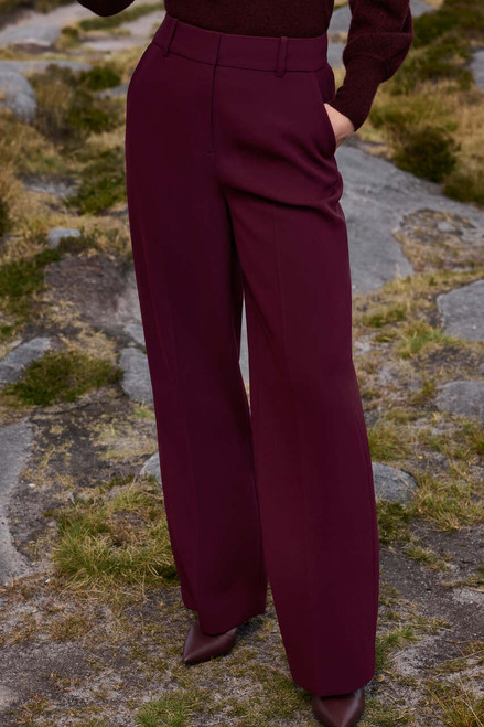 Adelaide Crepe Wide-Leg Trousers Dark Crimson
