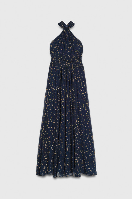 Rivara Fil Coupe Gown Navy And Gold