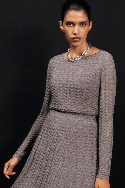 Ashford Metallic Knit Top Dark Silver