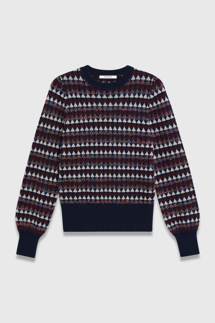 Ayen Metallic Jacquard Sweater Navy