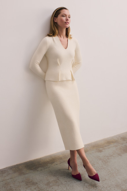 Roce Cotton Blend Boucle Skirt Ivory