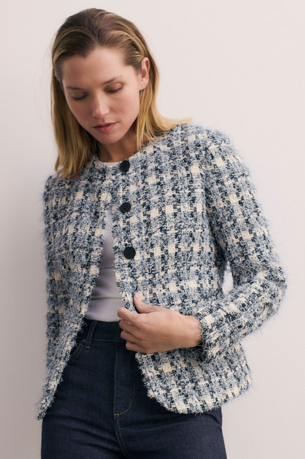 Sunbury Tweed Jacket Navy And Ivory