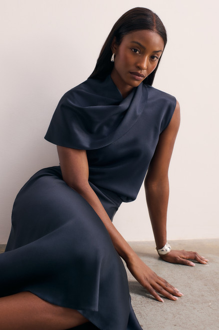 Ocana Satin Blouse Midnight Navy