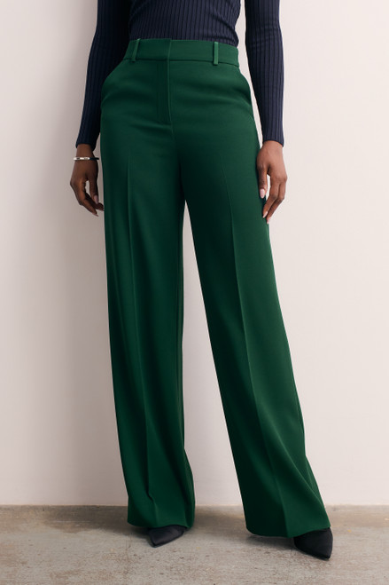 Clever Crepe Adelaide Wide-Leg Trousers Forest Green
