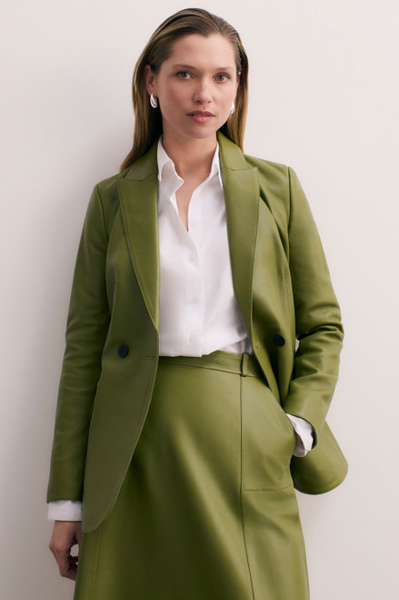 Knighton Leather Jacket Olive