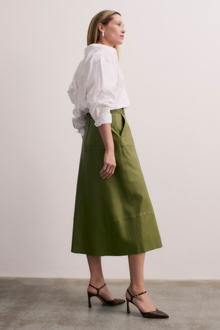 Andalo Leather Skirt Olive