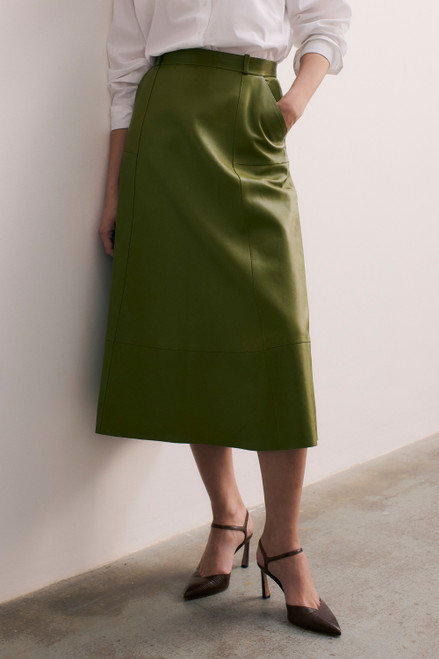 Andalo Leather Skirt Olive