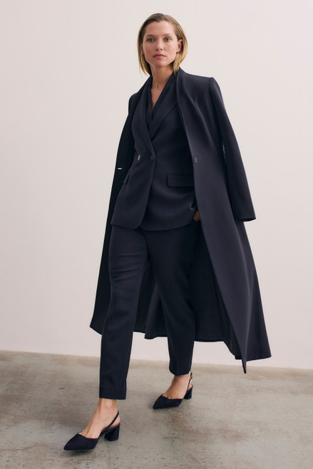 San Pietro Buckle Suede Heels 45 Navy