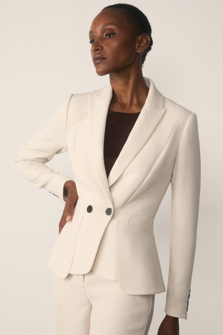 Clever Crepe Doppio Caselle Jacket Stone