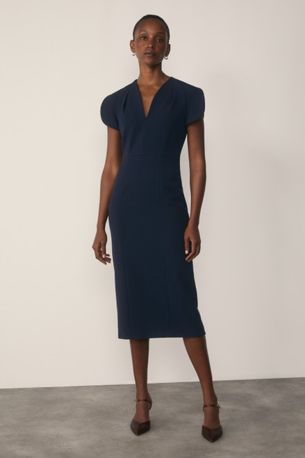 Paola Sculpt Stretch Crepe Dress Navy