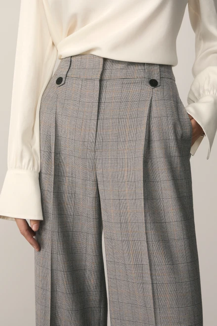 Hartford Wool Prince Of Wales Wide-Leg Trousers Grey
