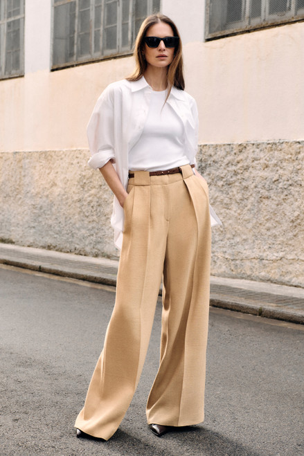 Lyon Textured Palazzo Trousers Sand