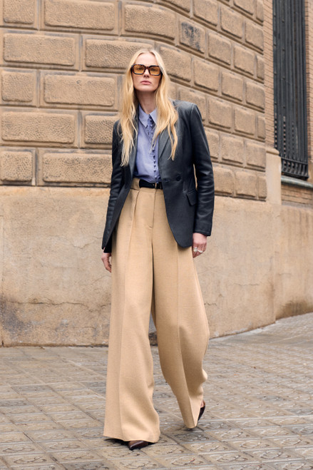 Lyon Textured Palazzo Trousers Sand