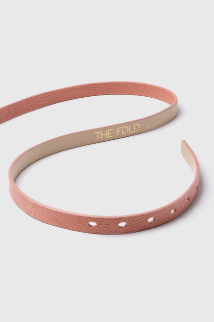 Selis Lizard-Embossed Leather Belt Dusty Rose