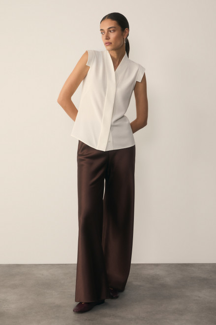 Bowery Sleeveless Blouse Ivory Stretch Silk