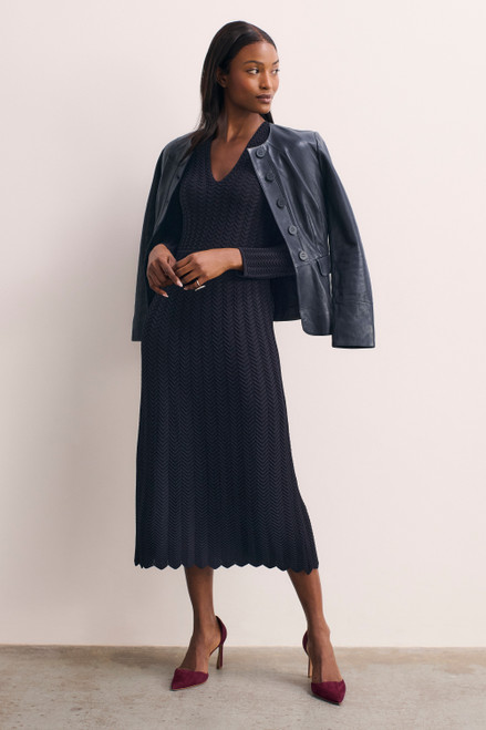 Alserio Stretch Knit Dress Navy - Welcome to the Fold LTD