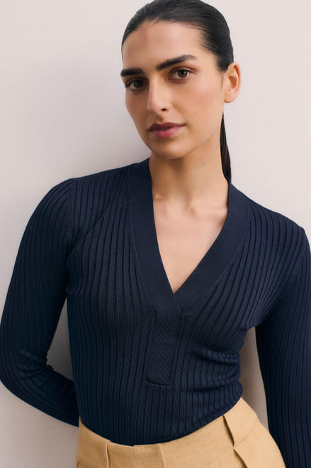 Orsett Stretch Knit Top Navy