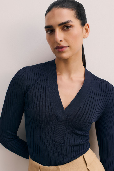 Orsett Stretch Knit Top Navy