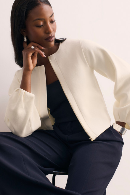 Candelo Wool Cotton Blend Jacket Ivory