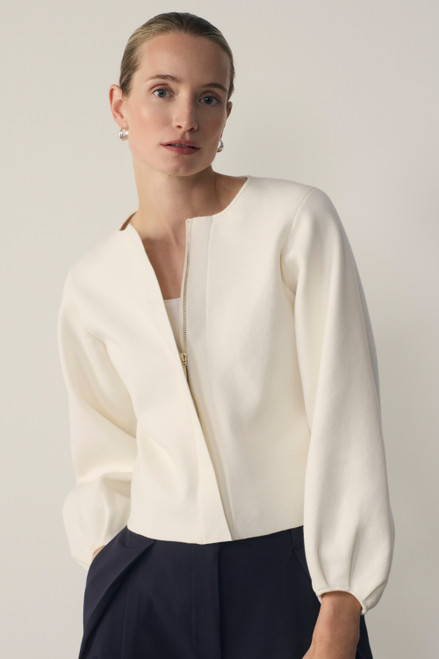 Candelo Wool Cotton Blend Jacket Ivory