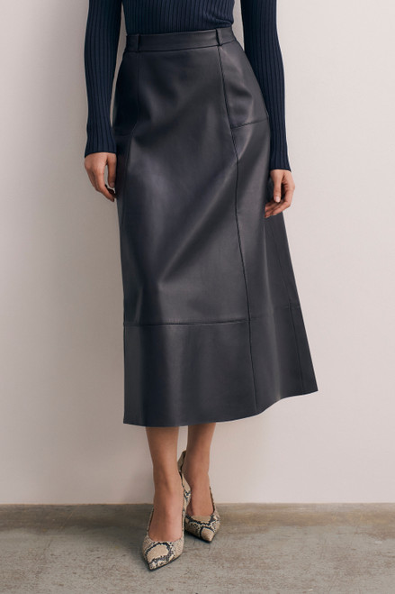 Andalo Leather Skirt Navy