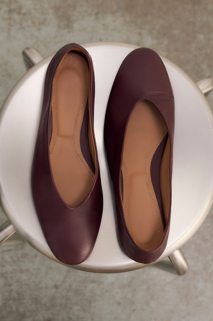 Melfi Leather Ballerina Flats Burgundy