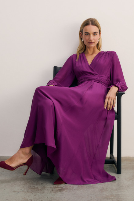 Soli Silk Chiffon Dress Electric Magenta