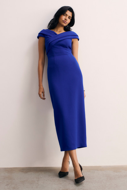 Riano Wool Crepe Dress Cobalt Blue