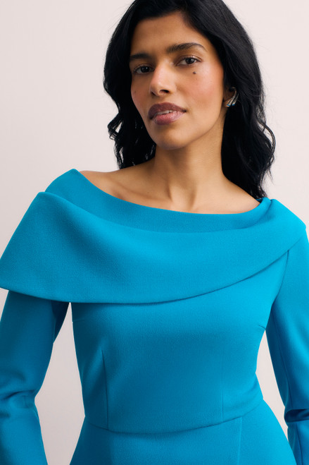 Palmerston Sculpt Stretch Crepe Dress Turquoise