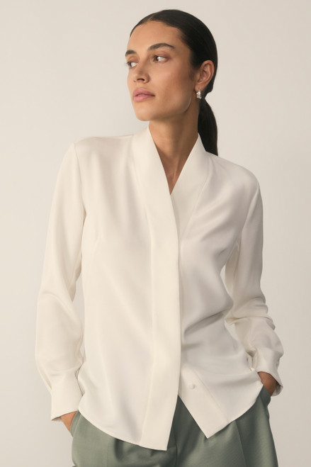 Bowery Blouse Ivory Stretch Silk