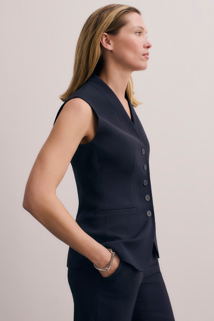 Clever Crepe Hartley Waistcoat Navy