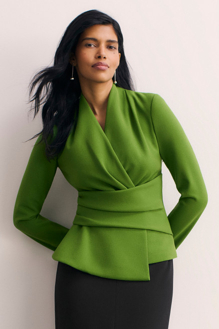 Belleville Sculpt Stretch Crepe Top Spring Green