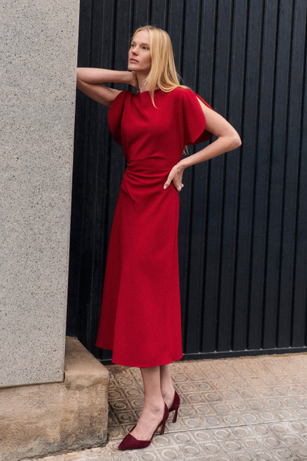 Salerno Crepe Dress Deep Scarlet Red