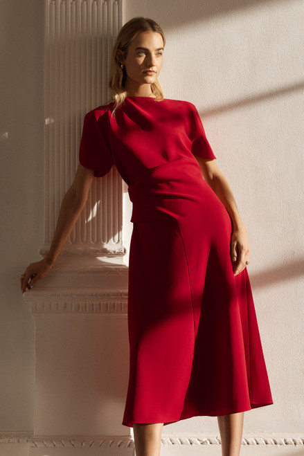 Salerno Crepe Dress Deep Scarlet Red