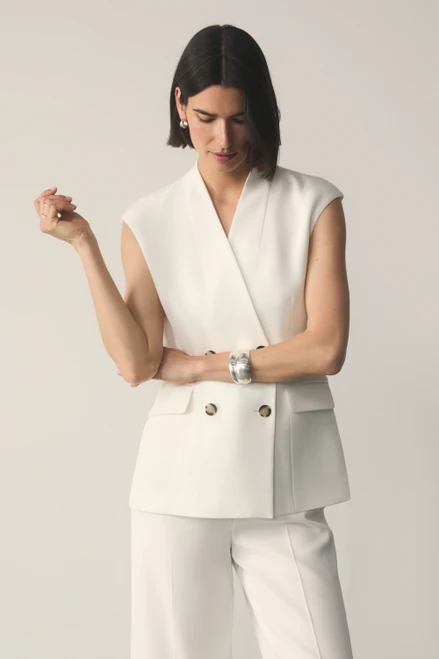 Clever Crepe Nera Sleeveless Jacket Ivory