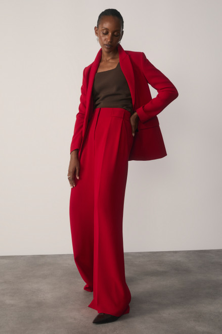 Lyon Crepe Palazzo Trousers Deep Scarlet Red