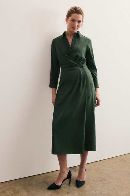 Sedona Linen Blend Dress Deep Green