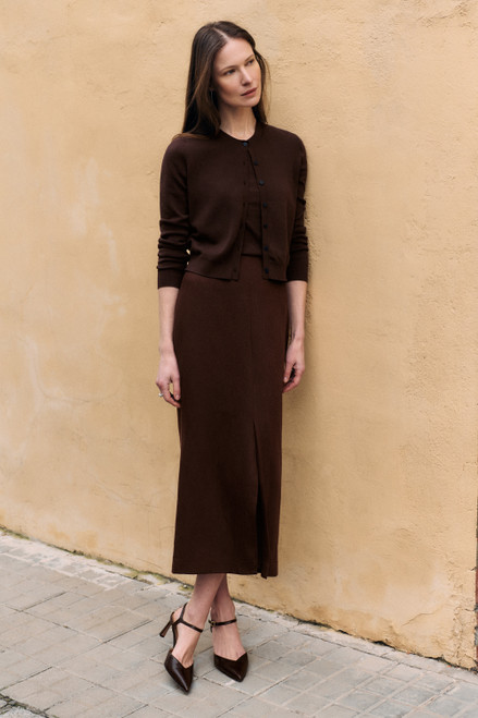 Oliena Linen Blend Skirt Chocolate