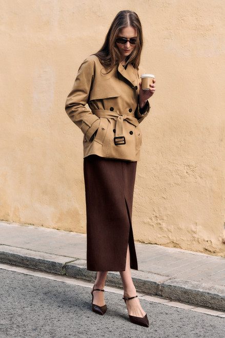 Oliena Linen Blend Skirt Chocolate