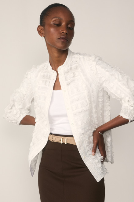Nola Embroidered Cotton Top Ivory