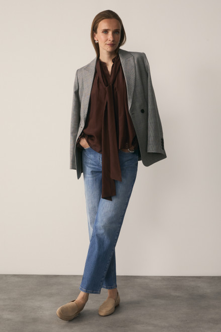 Riola Silk Chiffon Blouse Chocolate