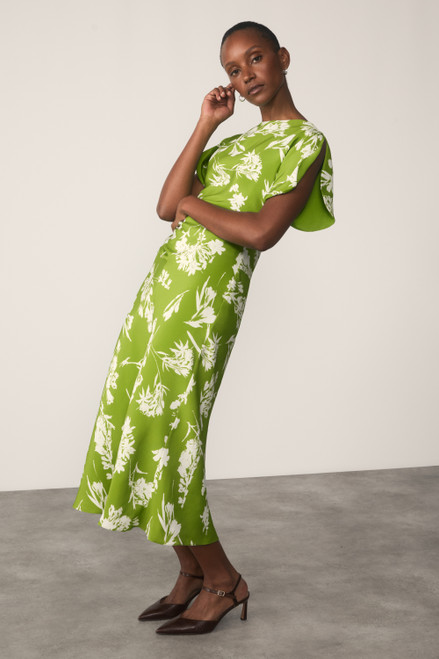Salerno Silk Dress Green And Ivory