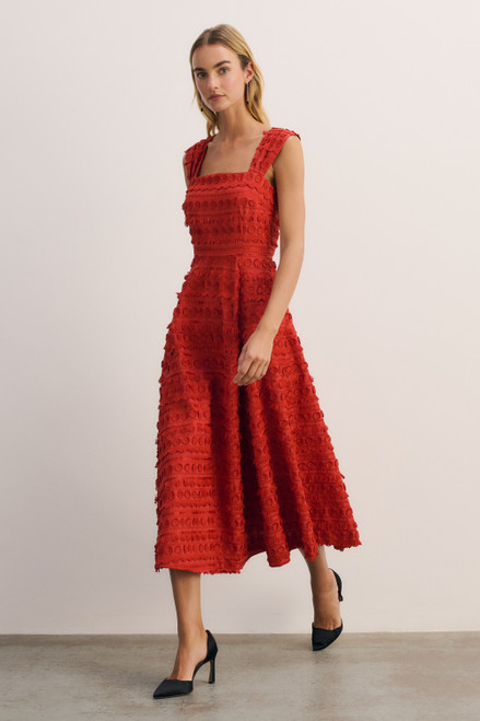 Marica Embroidered Cotton Dress Summer Orange