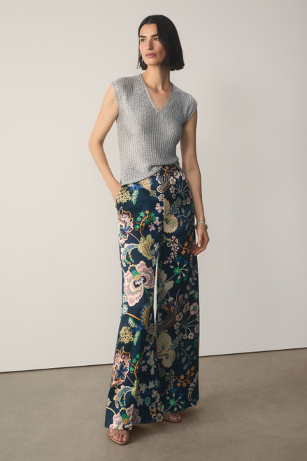 Arezzo Silk Trousers Made With Liberty Fabric Navy