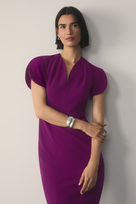 Paola Sculpt Stretch Crepe Dress Berry